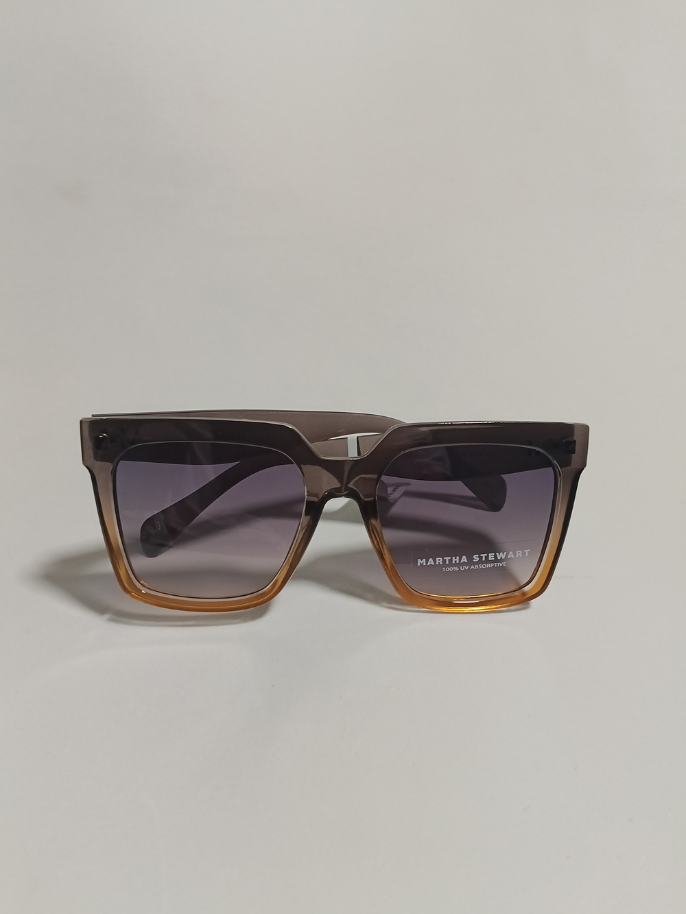 Martha Stewart Women's Square Sunglasses Two-Tone Brown Amber Gradient Lens NWT